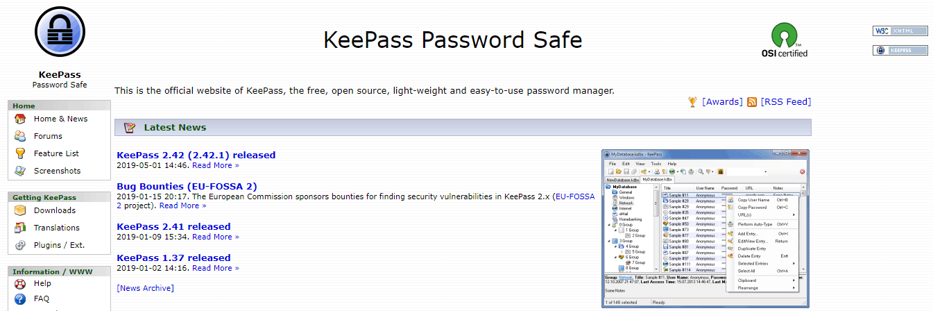 KeePass Homepage