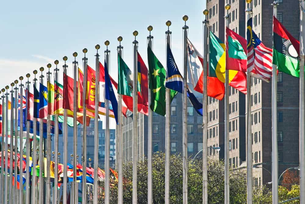 Flags of all nations outside the UN in New York City. Source: Shutterstock.com