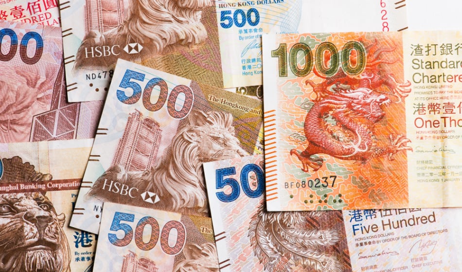 Pile of many Hong Kong Dollar banknotes. Source: Shutterstock.com