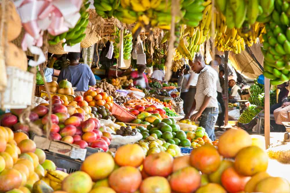 Ripe fruits stacked at a local fruit and vegetable market in Nairobi, Kenya. Source: Shutterstock.com