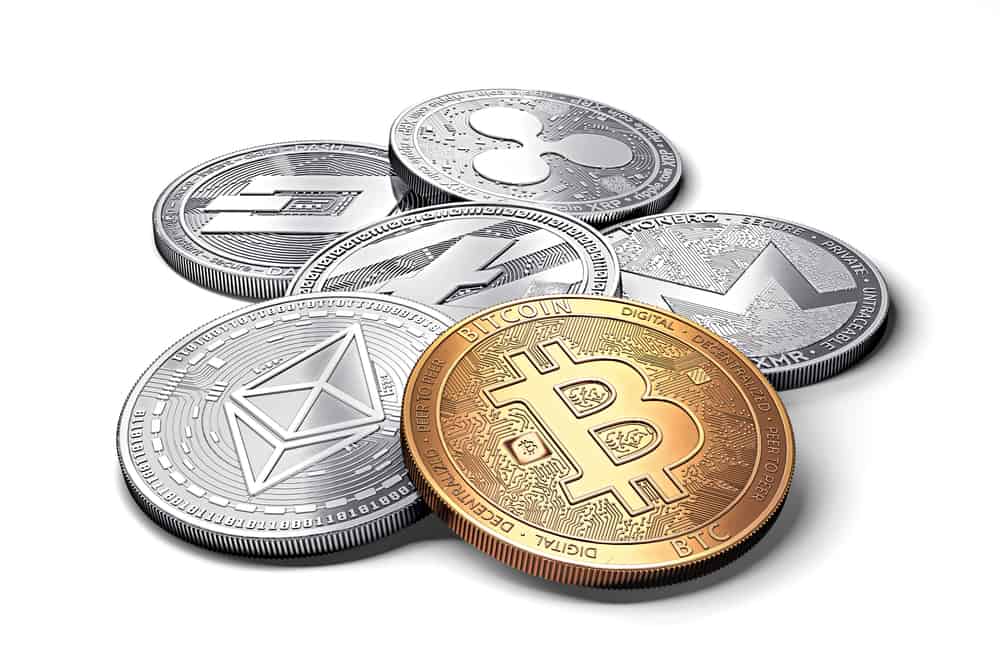 Stack of cryptocurrencies together. Source: Shutterstock.com