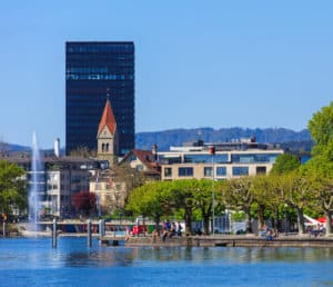 View of the city from Lake Zug. The city of Zug is the capital of the Swiss Canton of Zug. Source: shutterstock.com