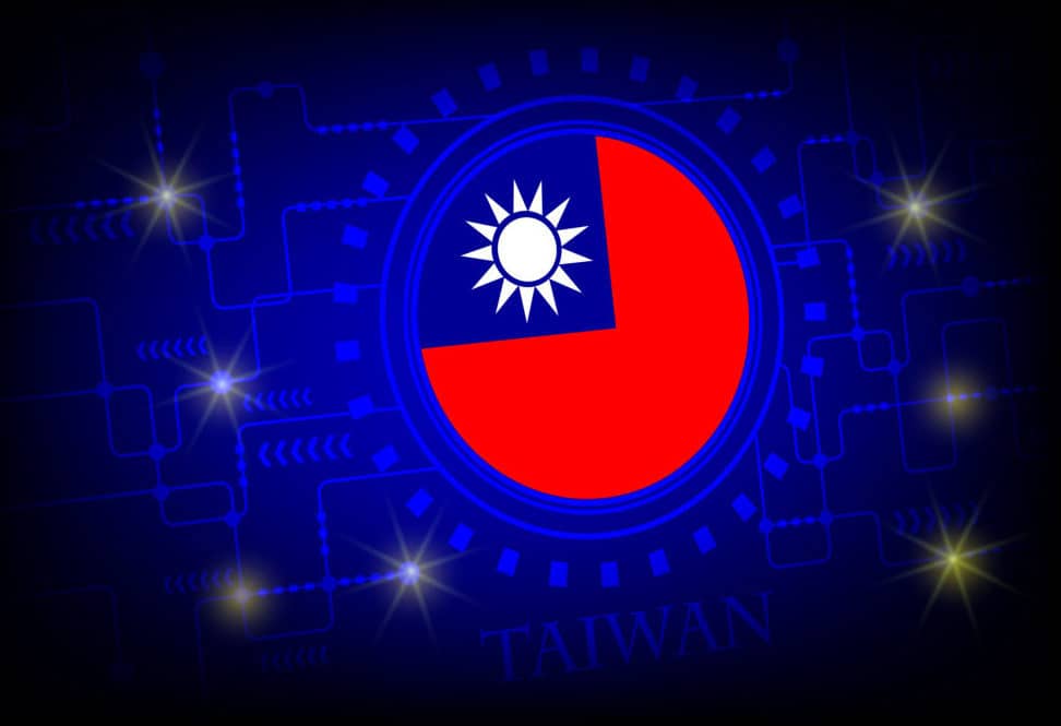 Flag of Taiwan against digital technology background. Source: shutterstock.com