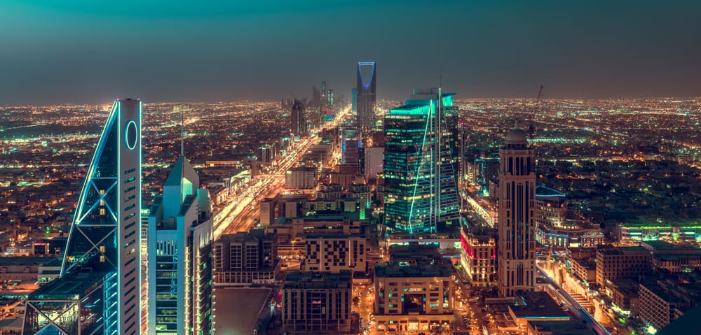 Saudi Arabia Riyadh landscape at night. Source: Shutterstock.com