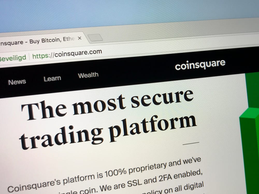 Amsterdam, the Netherlands - July 13, 2018: Website of Coinsquare, a Canadian cryptocurrency exchange. Source: shutterstock.com