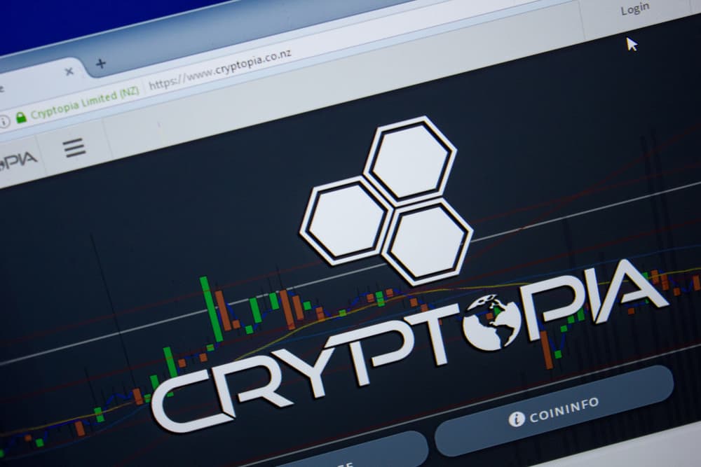 Ryazan, Russia - June 26, 2018 Homepage of Cryptopia website on the display of PC. URL - Cryptopia.co.nz. - Image