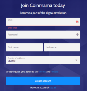 Create a Coinmama account
