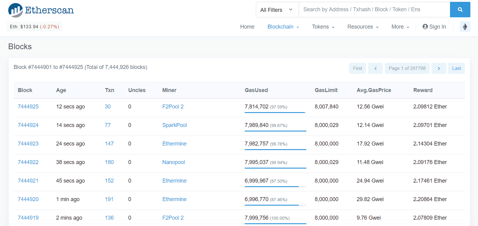Etherscan Homepage
