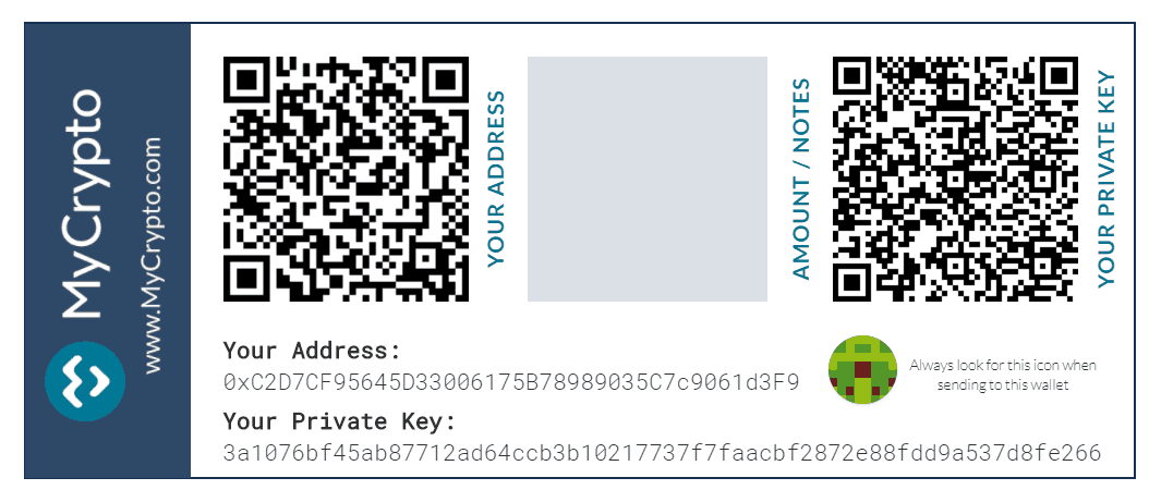 Paper Wallet generated using MyCrypto