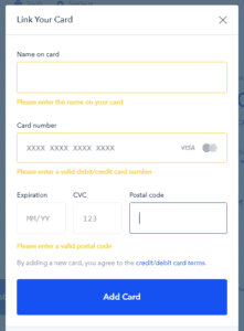 coinbase link your credit card