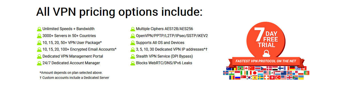 All VPN pricing options include: