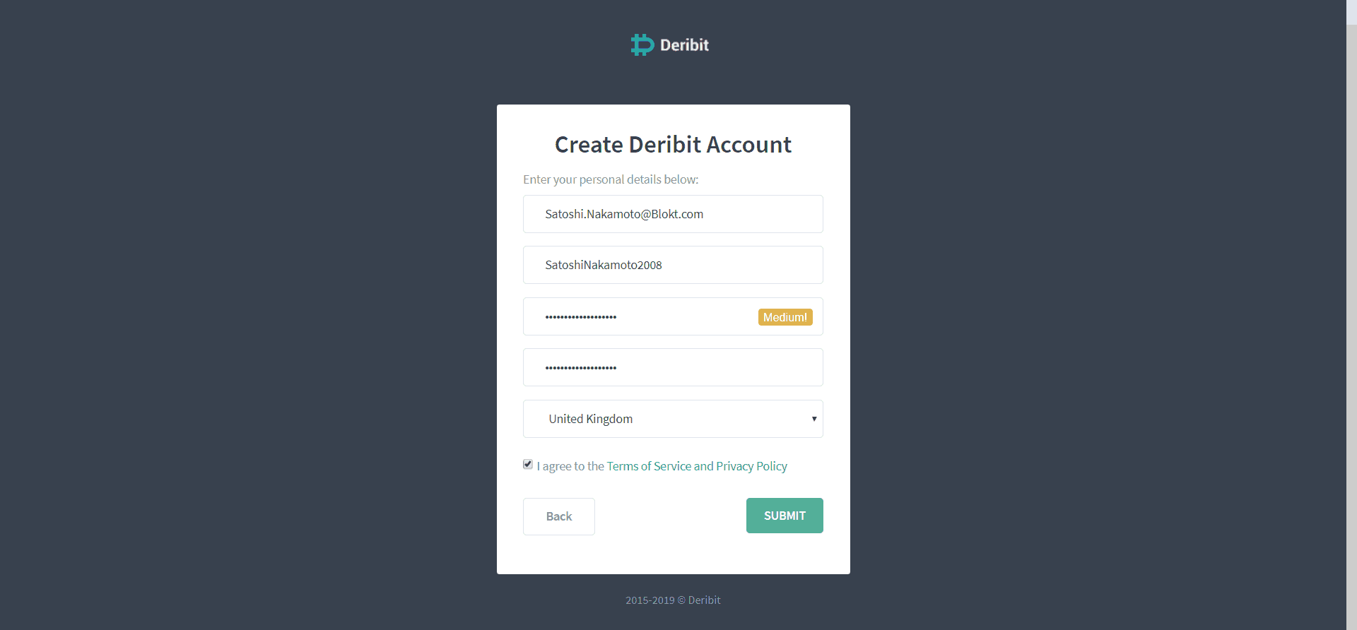 Creating an account with Deribit is quick and easy. 