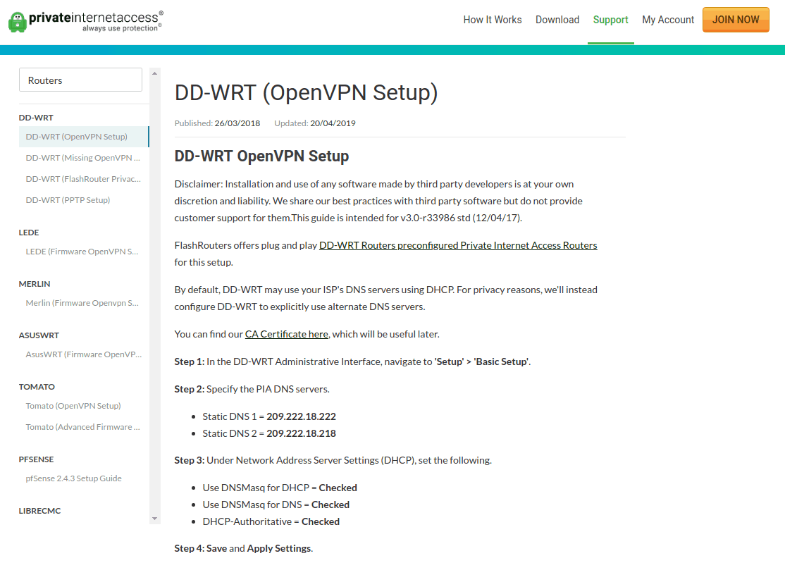 PIA DD WRT OpenVPN Setup