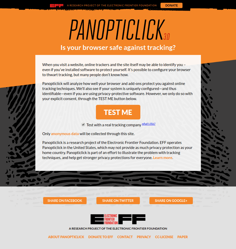 Panopticlick Homepage