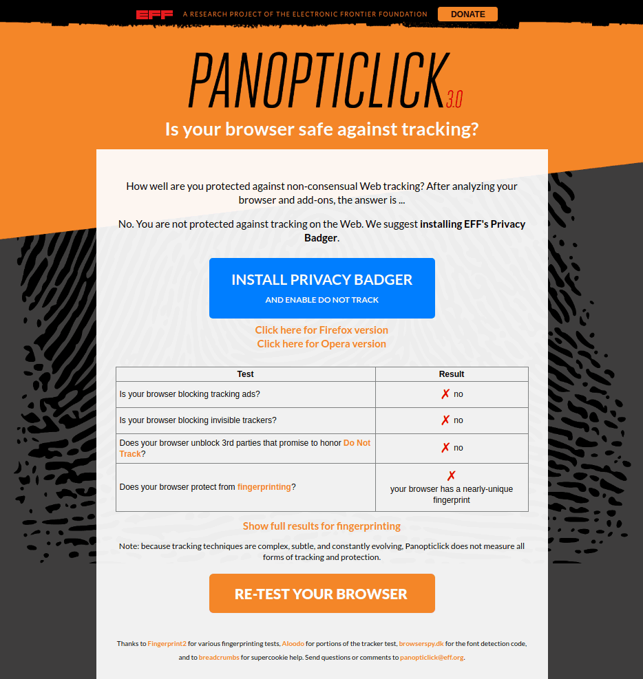 Panopticlick Results