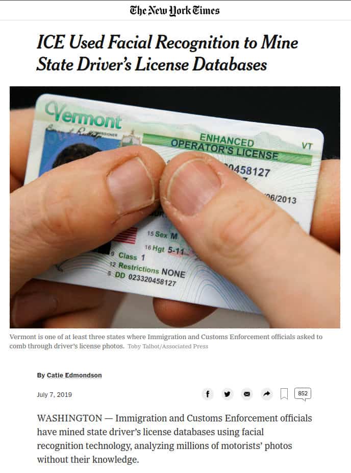 ICE Facial Recognition of Drivers License